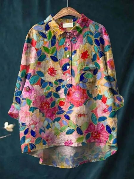 Donna™ - Tummy covering floral shirt