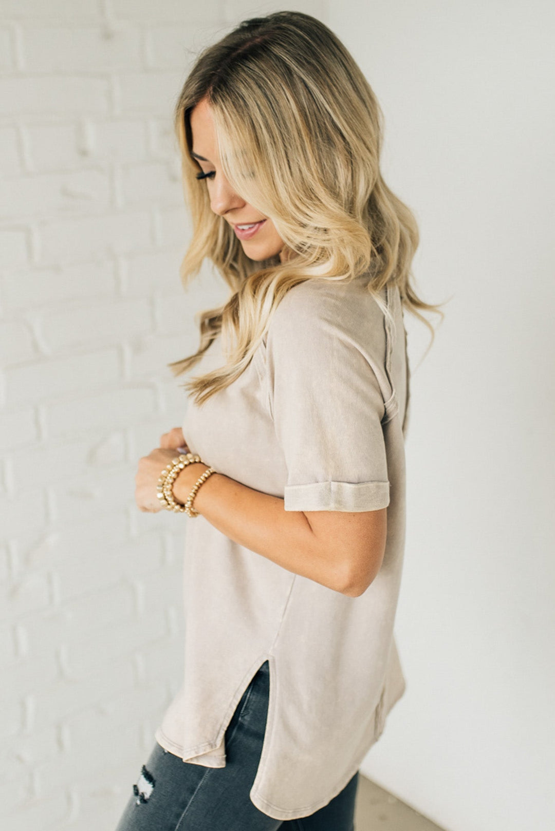 French Terry Acid Wash Top
