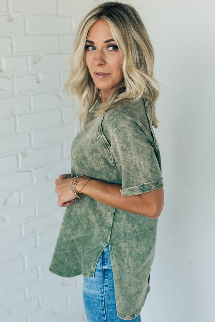 French Terry Acid Wash Top