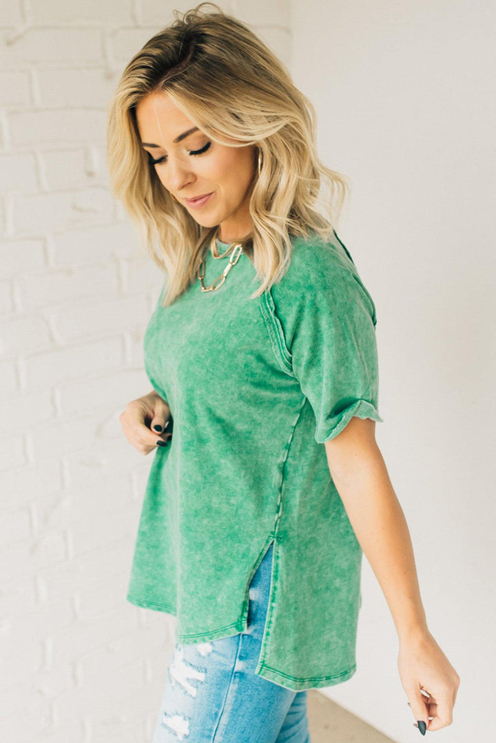 French Terry Acid Wash Top
