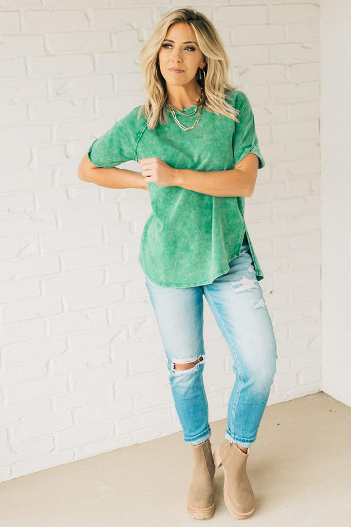 French Terry Acid Wash Top