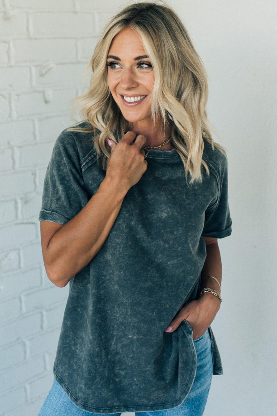 French Terry Acid Wash Top