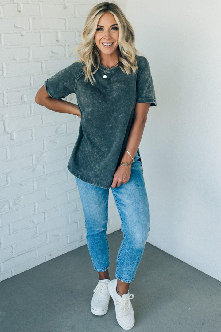 French Terry Acid Wash Top