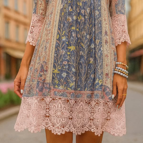 Marlena™ | Vintage Printed Lace Dress