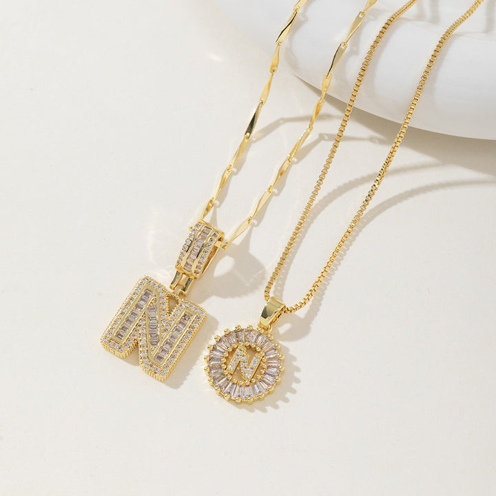 AISHA™ - Elegant 2-Pack Initial Letter Pendant Necklaces