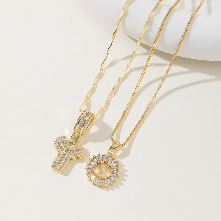 AISHA™ - Elegant 2-Pack Initial Letter Pendant Necklaces