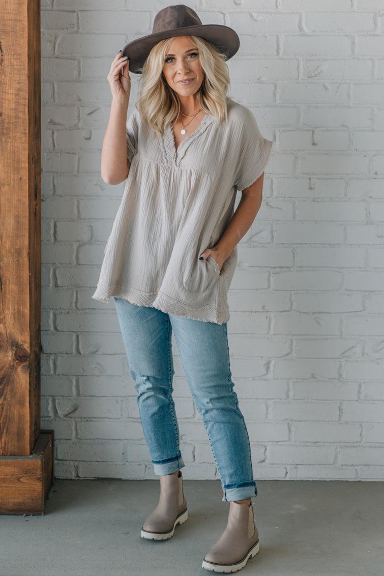 Coleen - Raw Edge Gauze Top