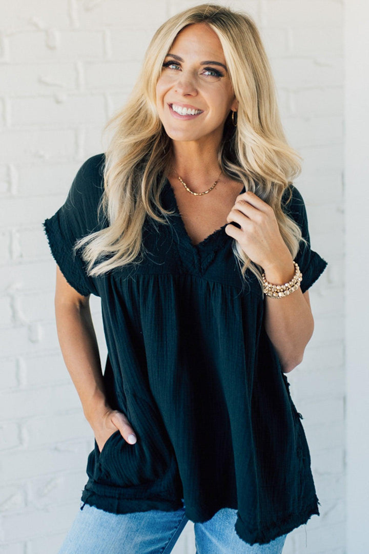 Coleen - Raw Edge Gauze Top