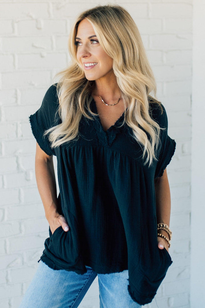 Coleen - Raw Edge Gauze Top