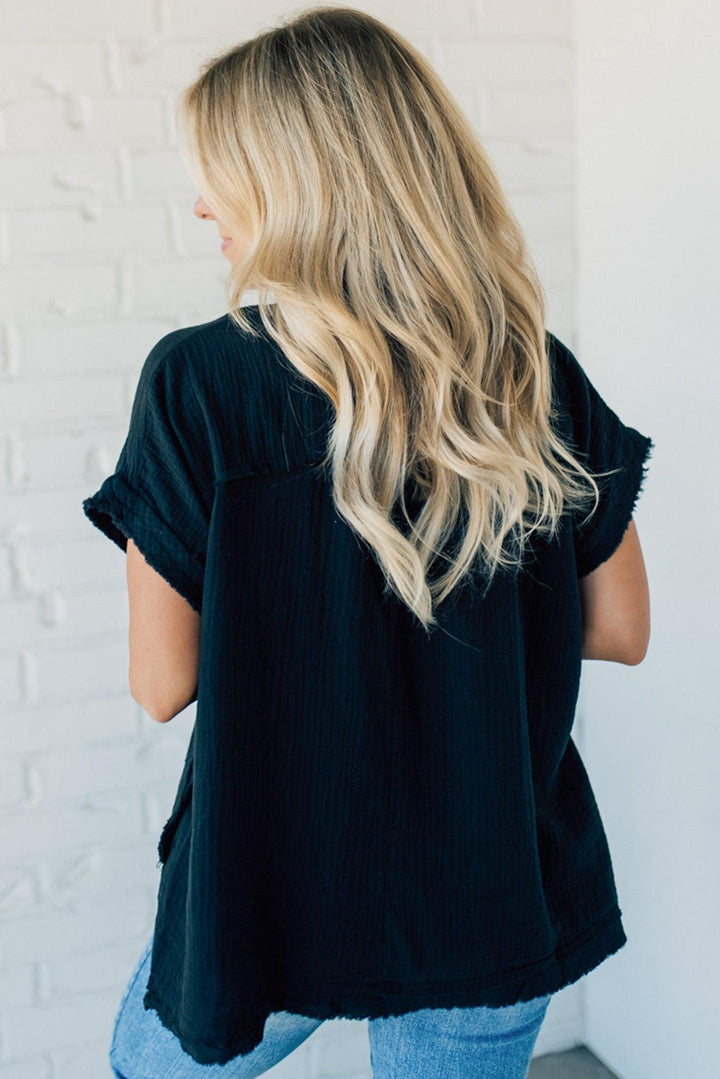 Coleen - Raw Edge Gauze Top
