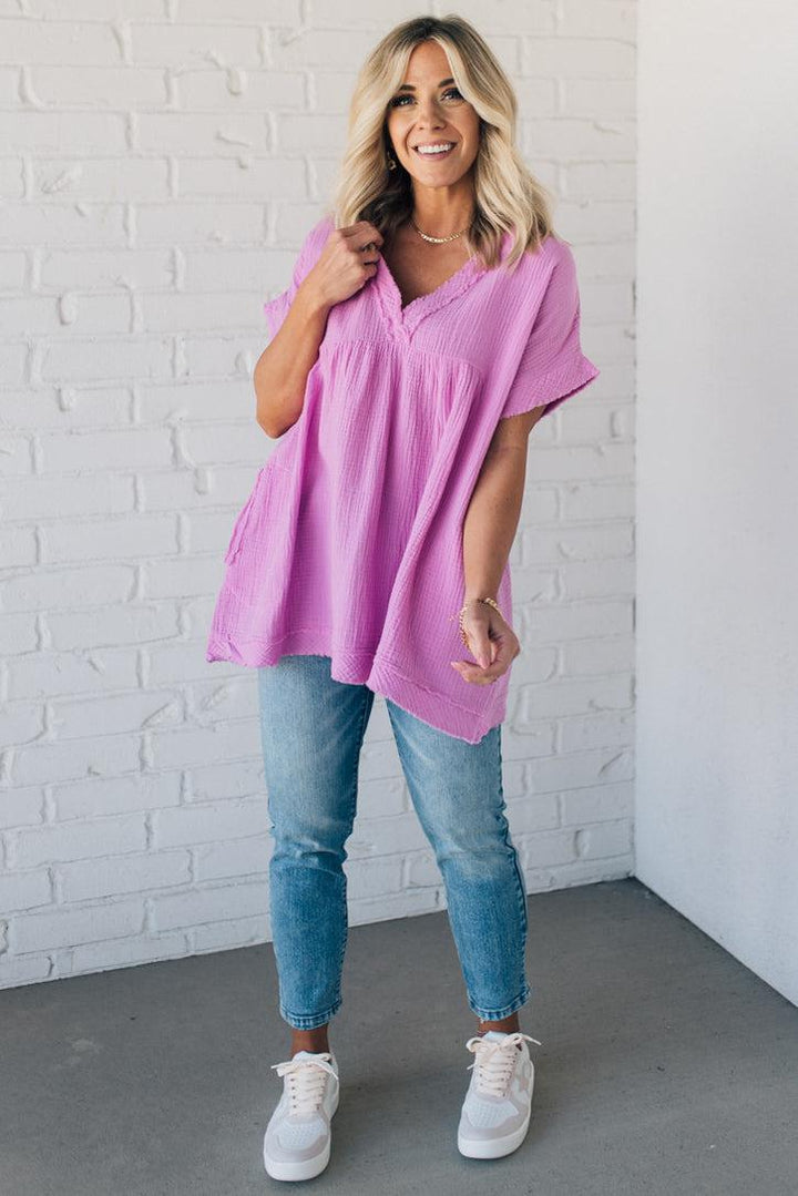 Coleen - Raw Edge Gauze Top