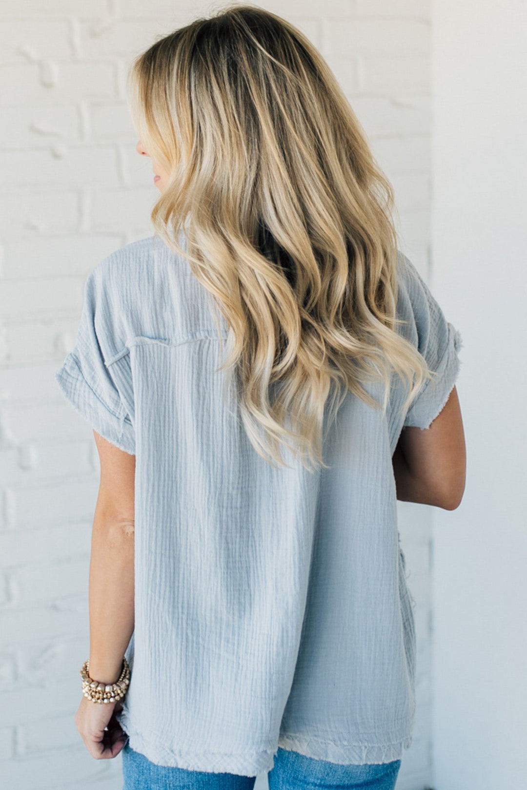 Coleen - Raw Edge Gauze Top