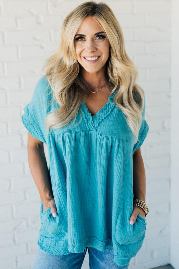 Coleen - Raw Edge Gauze Top