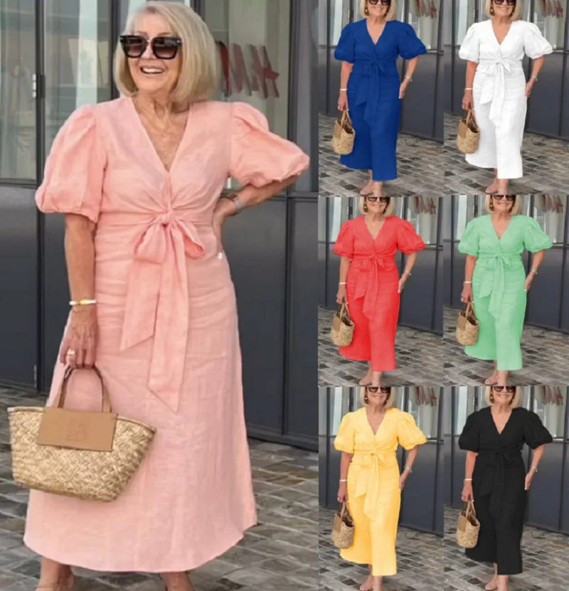 Natasha™ Elegant V-Neck Dress