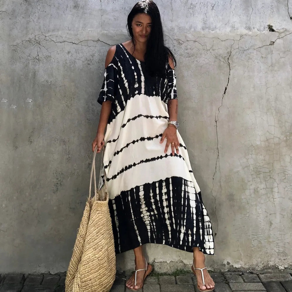Neraya™ | Bohemian Off-Shoulder Maxi Beach Dress