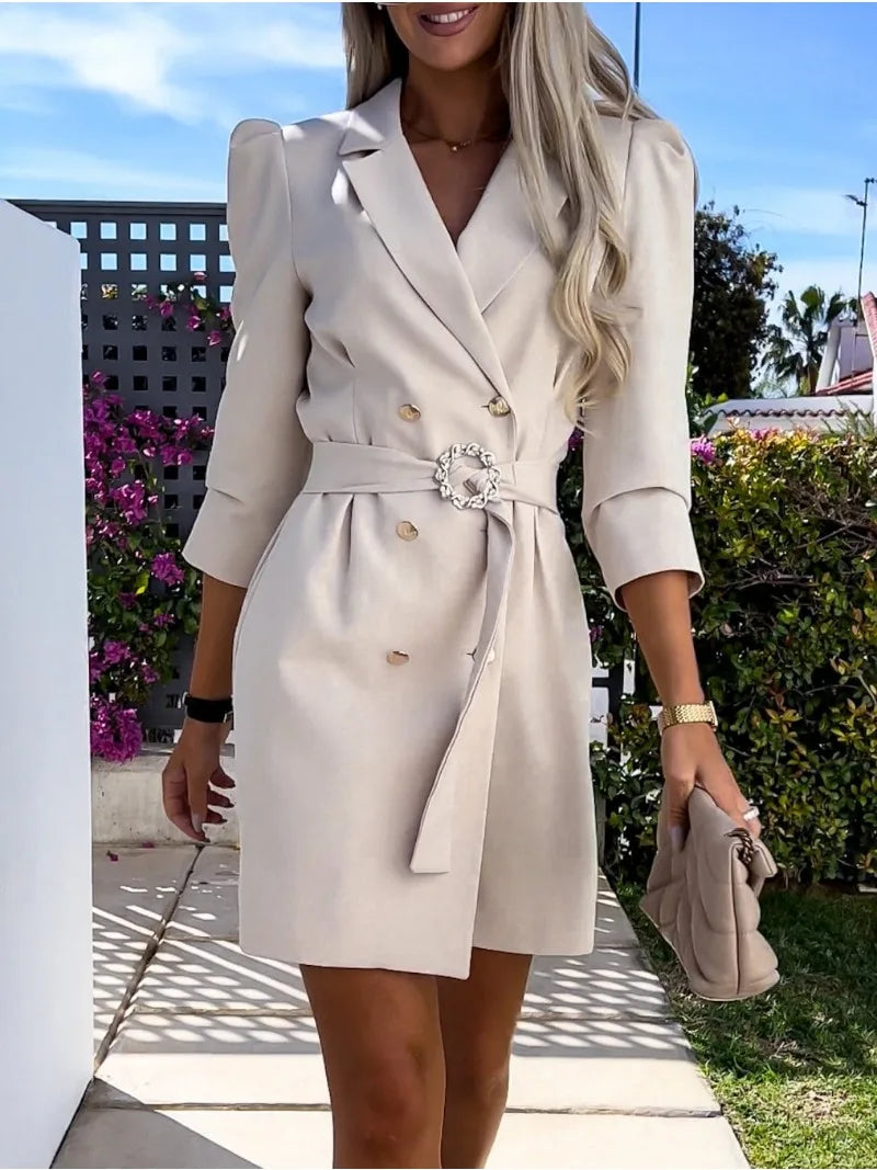 Elviera™ | Timeless Printed Collar Midi Dress