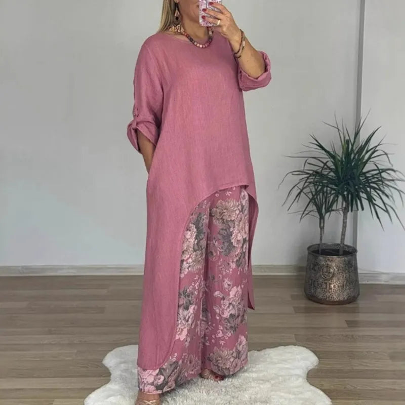 Botanique™ | Long Blouse & Floral Pants Set