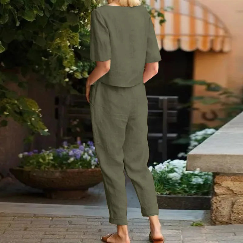 Alviera™ | Elegant Two-Piece Linen Set