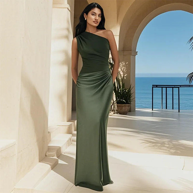 Sofie - One-Shoulder Satin Maxi Dress