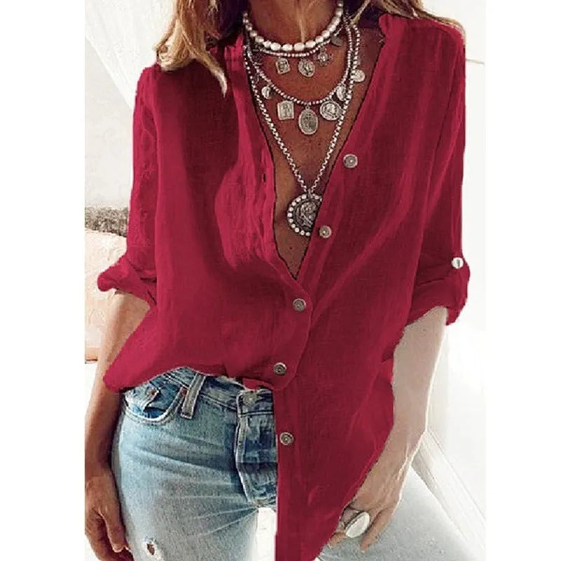 Lara™ Cotton V-Neck Shirt