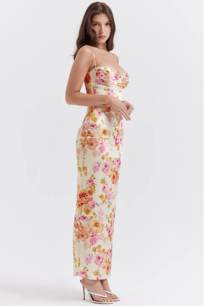 Selene - Charming Spaghetti Strap Floral Dress