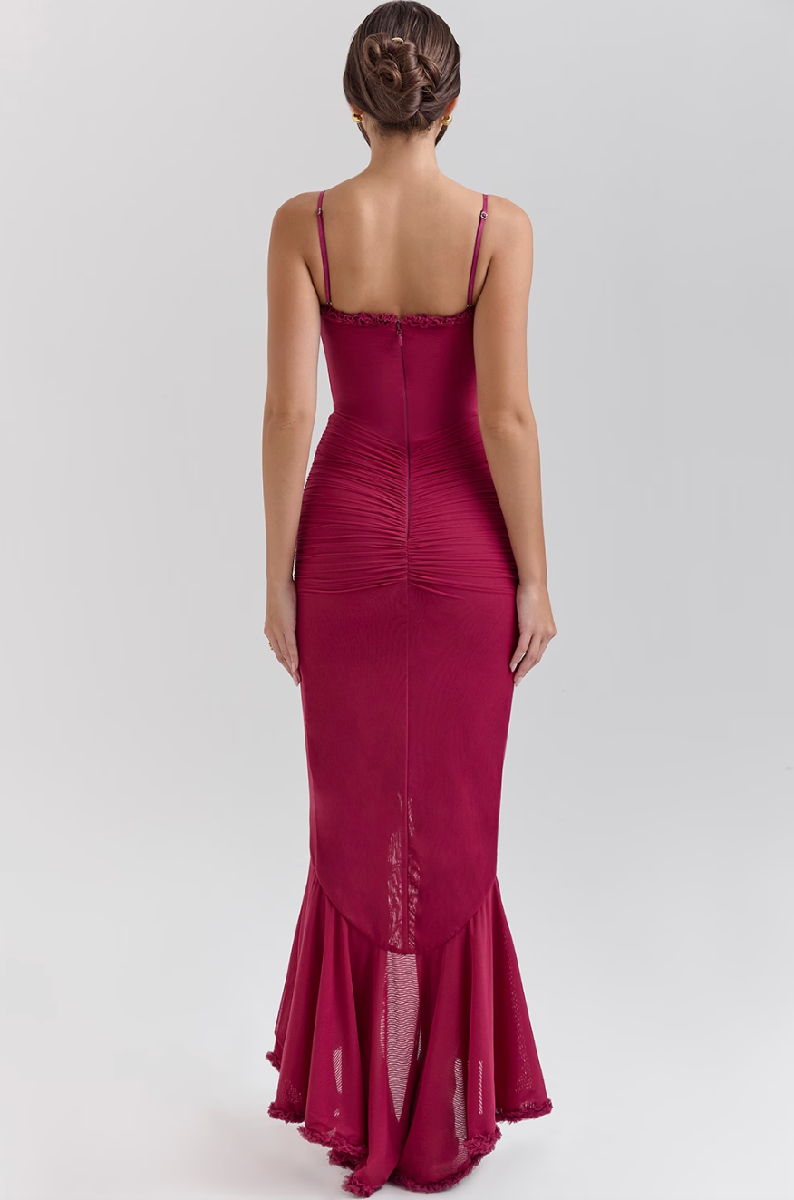 Fauna - Ruched Ruffle Dovetail Party Dress