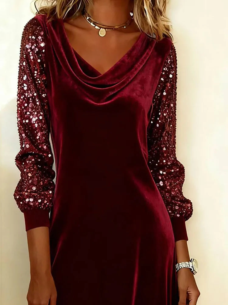 Aubrey | Velvet Sparkle Sleeve Dress