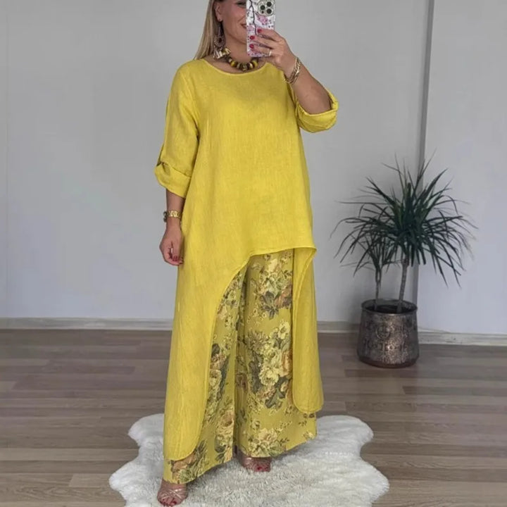Botanique™ | Long Blouse & Floral Pants Set