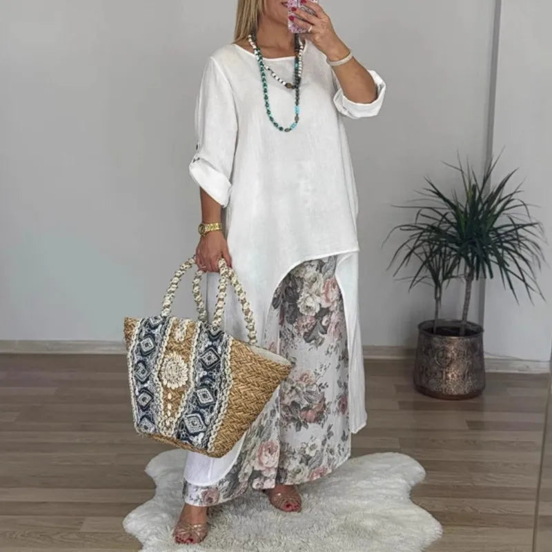 Botanique™ | Long Blouse & Floral Pants Set