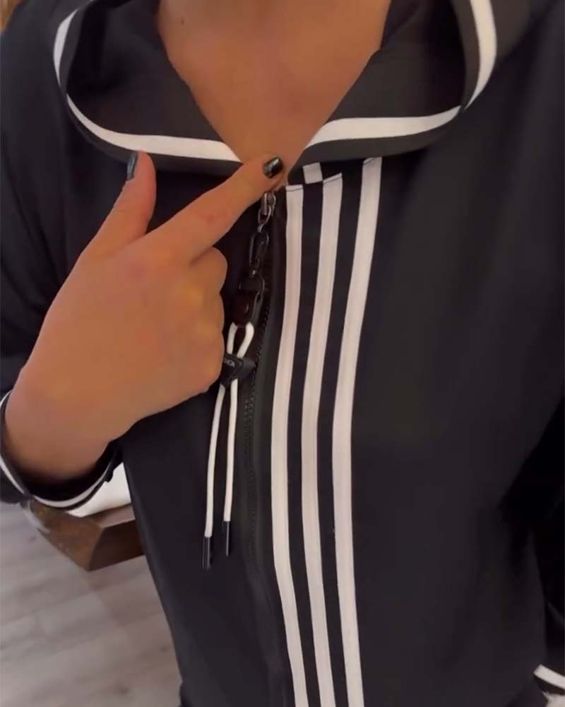Two Piece Hooded Striped Set