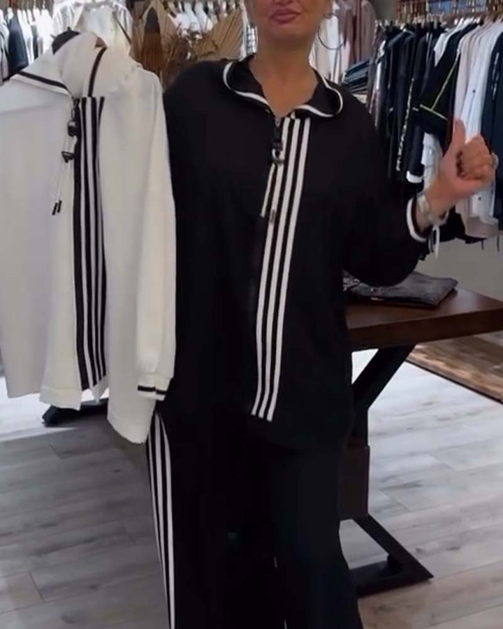 Two Piece Hooded Striped Set