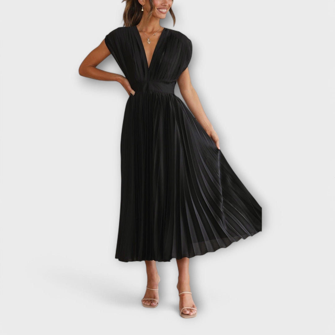 Maria | Elegant Pleated Midi Dress
