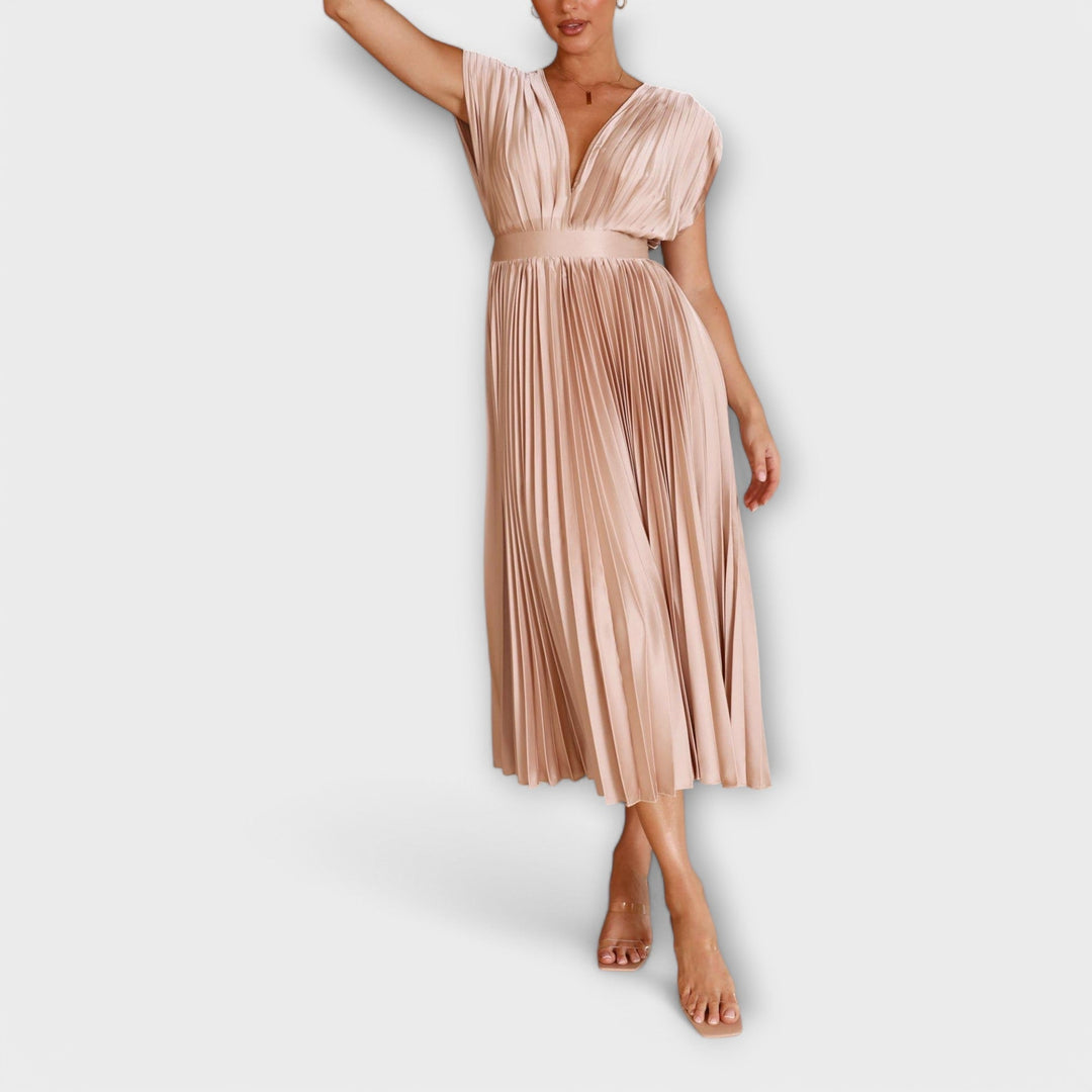 Maria | Elegant Pleated Midi Dress