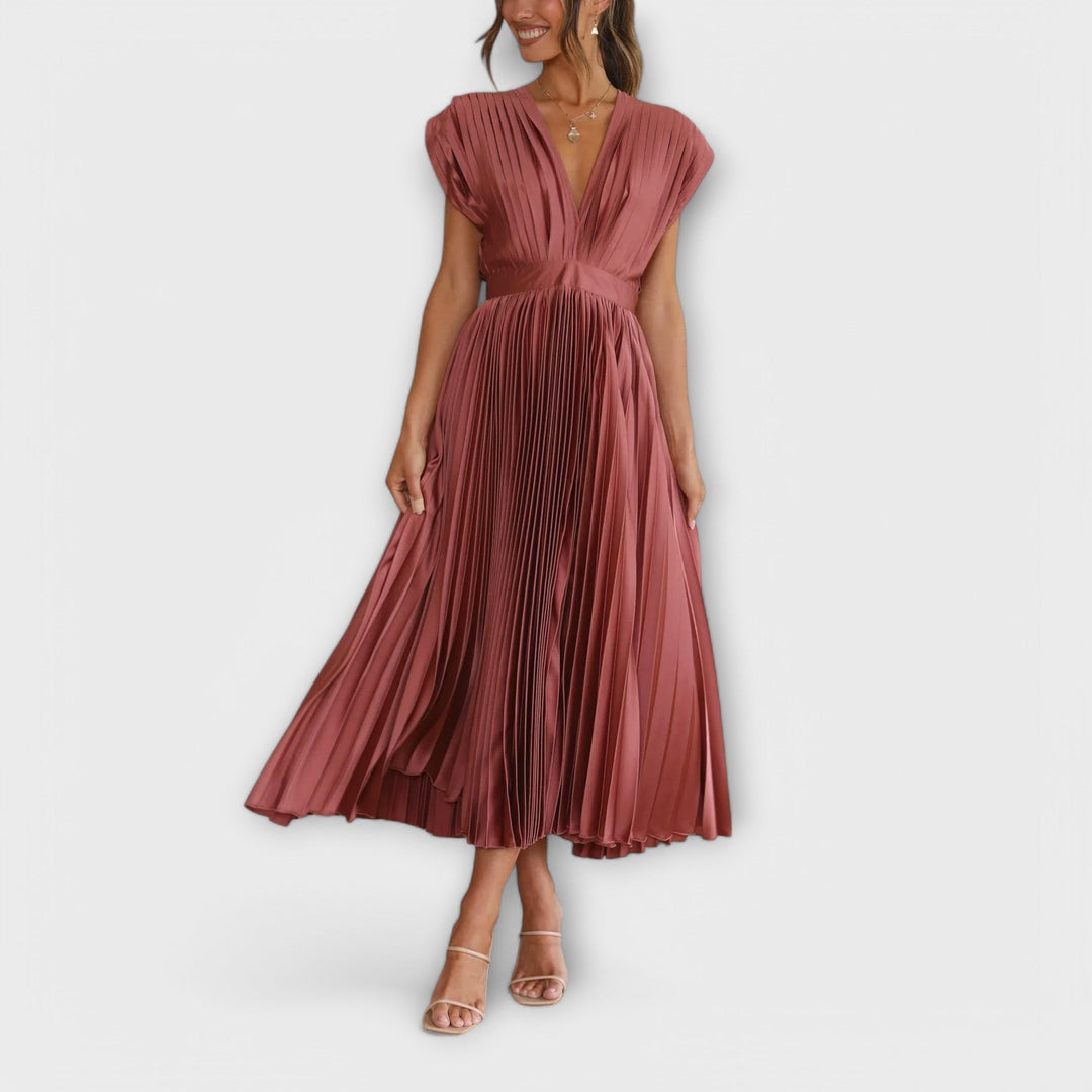 Maria | Elegant Pleated Midi Dress