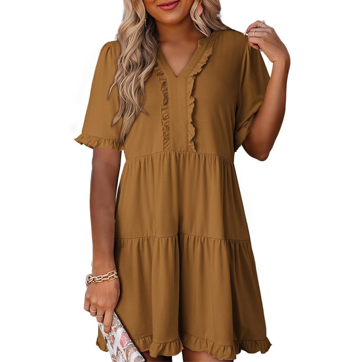 SHAILA - Casual V-Neck Mini Dress