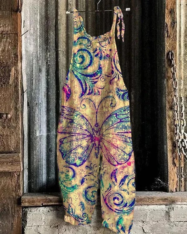 Zora - Floral Butterfly Print Jumpsuit