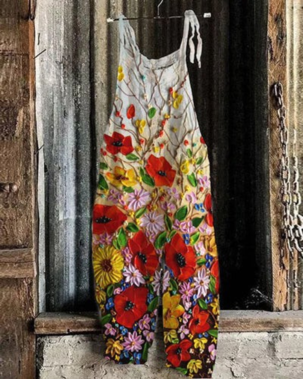 Wren - Abstract Floral Art Jumpsuit