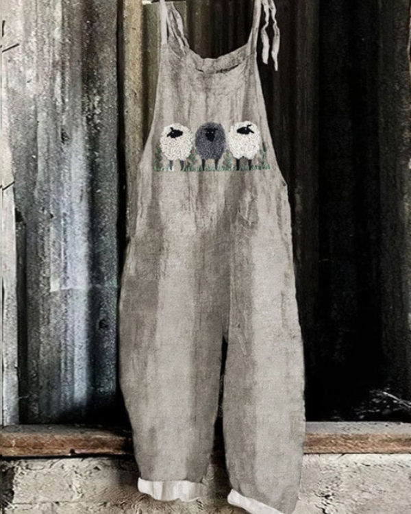Zinnia - Vintage Sheep Print Jumpsuit