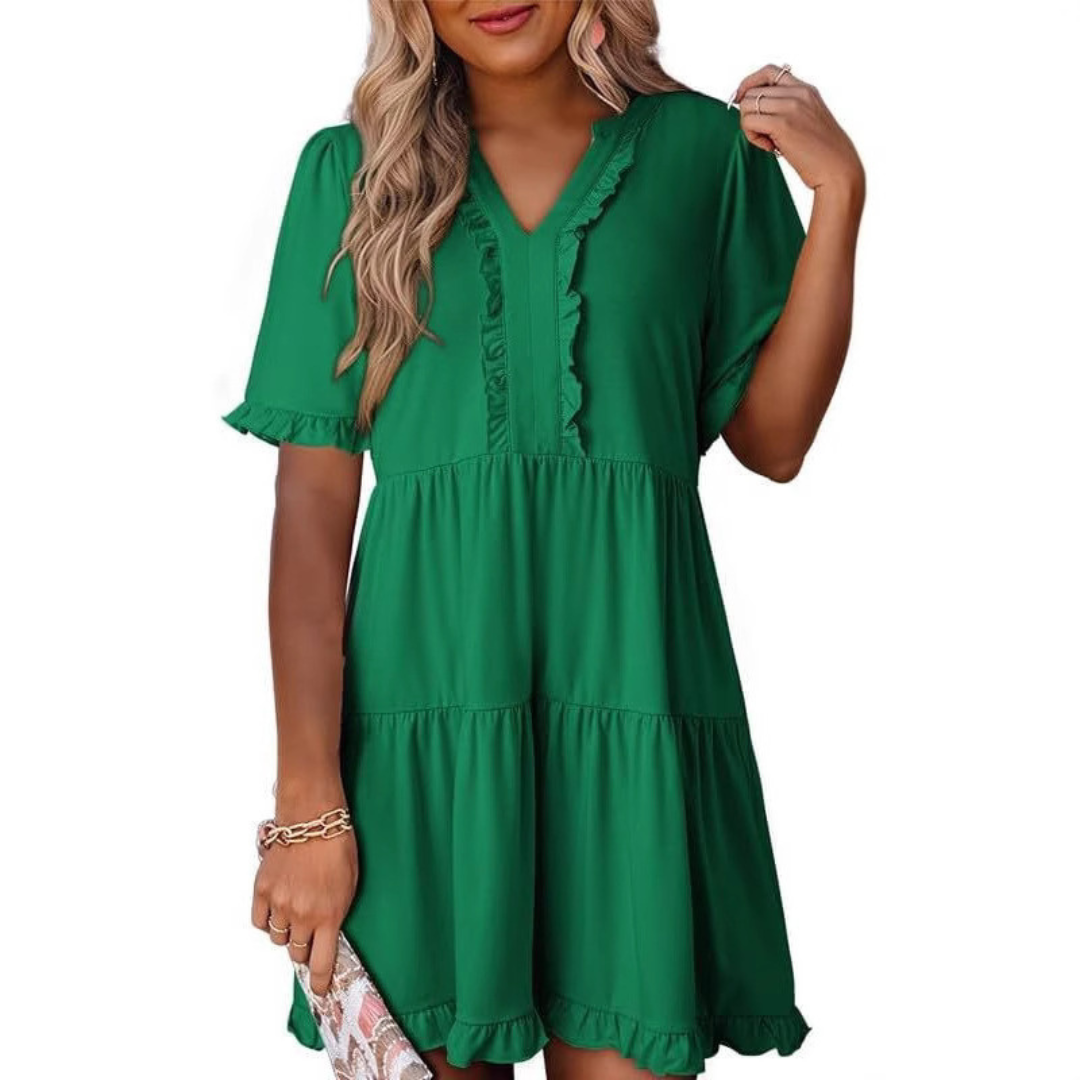 SHAILA - Casual V-Neck Mini Dress