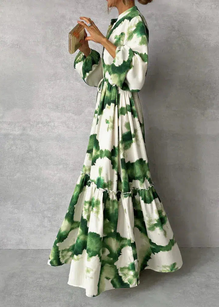 Women's Maxi Dress - Premium Long Sleeve - V-Neck - Elegant Flowy Design