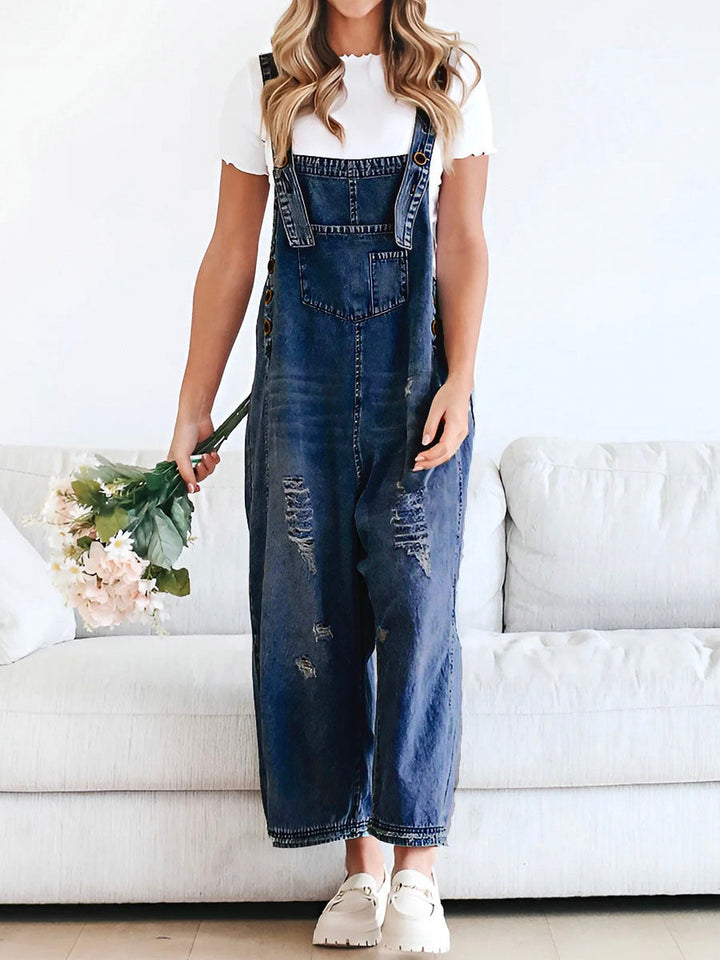 Thessaly™ | Distressed Denim Overalls