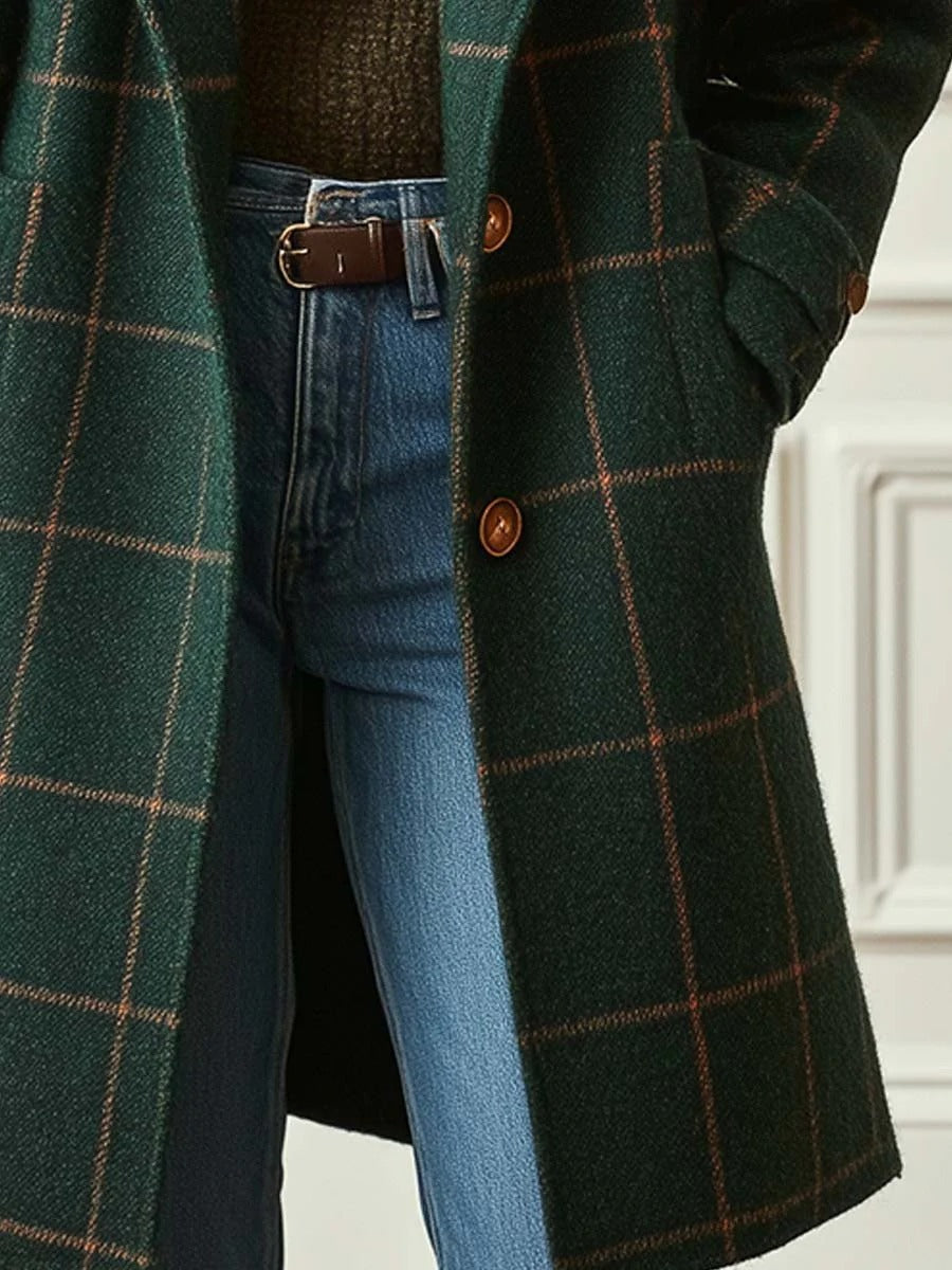 Women’s Classic Checked Button Front Coat