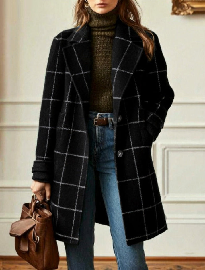 Women’s Classic Checked Button Front Coat