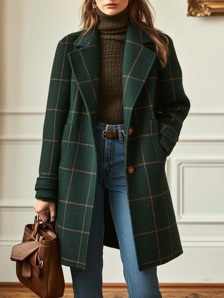 Women’s Classic Checked Button Front Coat