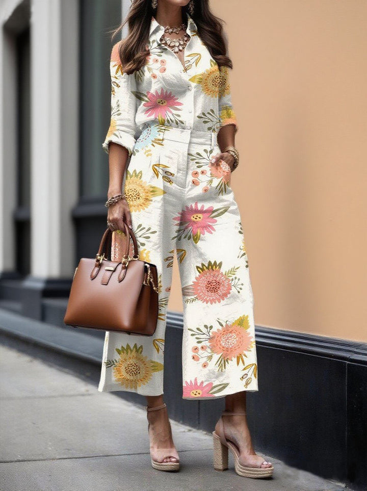 ELVÉRA™ | Classic Floral Linen Ensemble