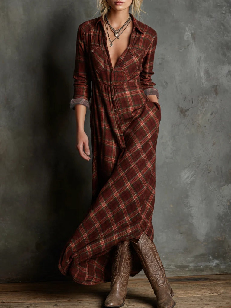 NERISSA™ | Refined Plaid Maxi Dress