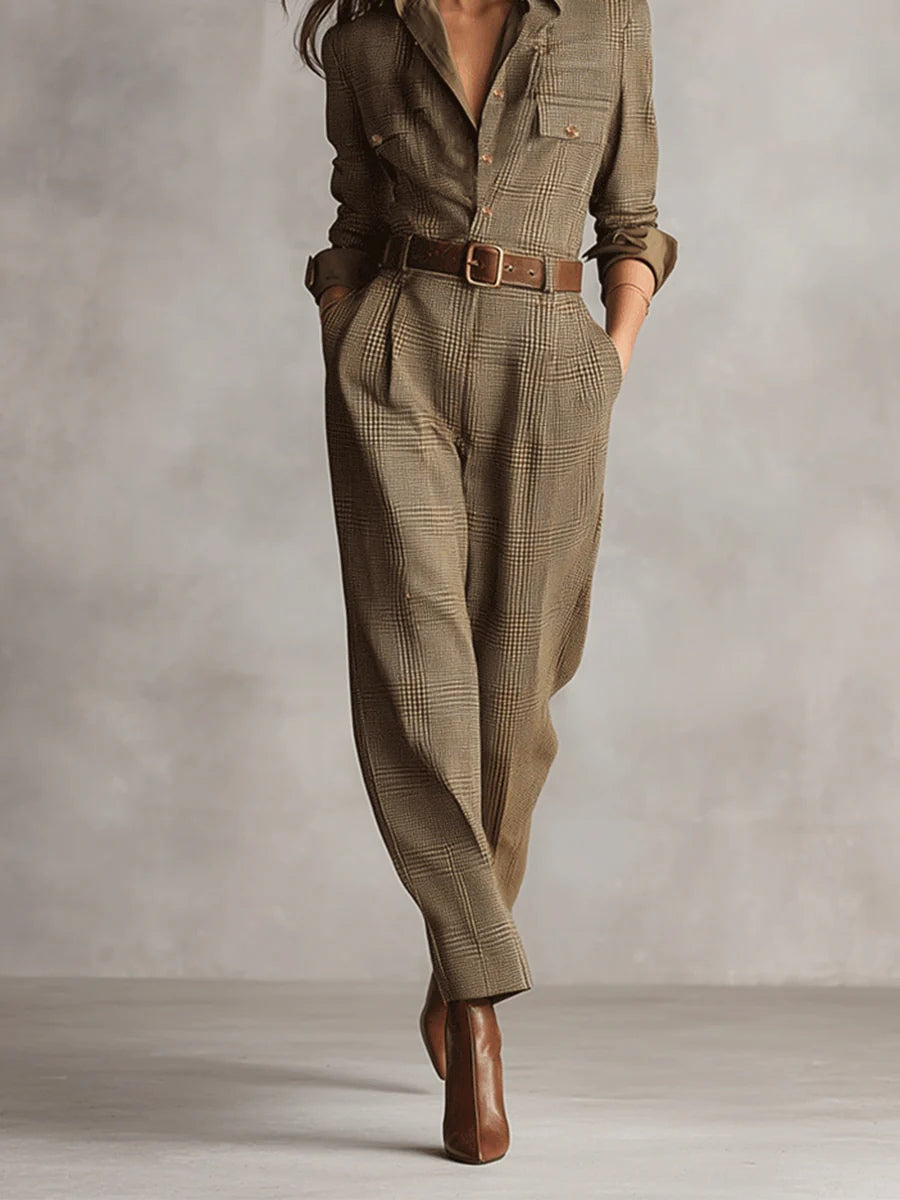 TRENORA™ | Refined Tweed Utility Jumpsuit