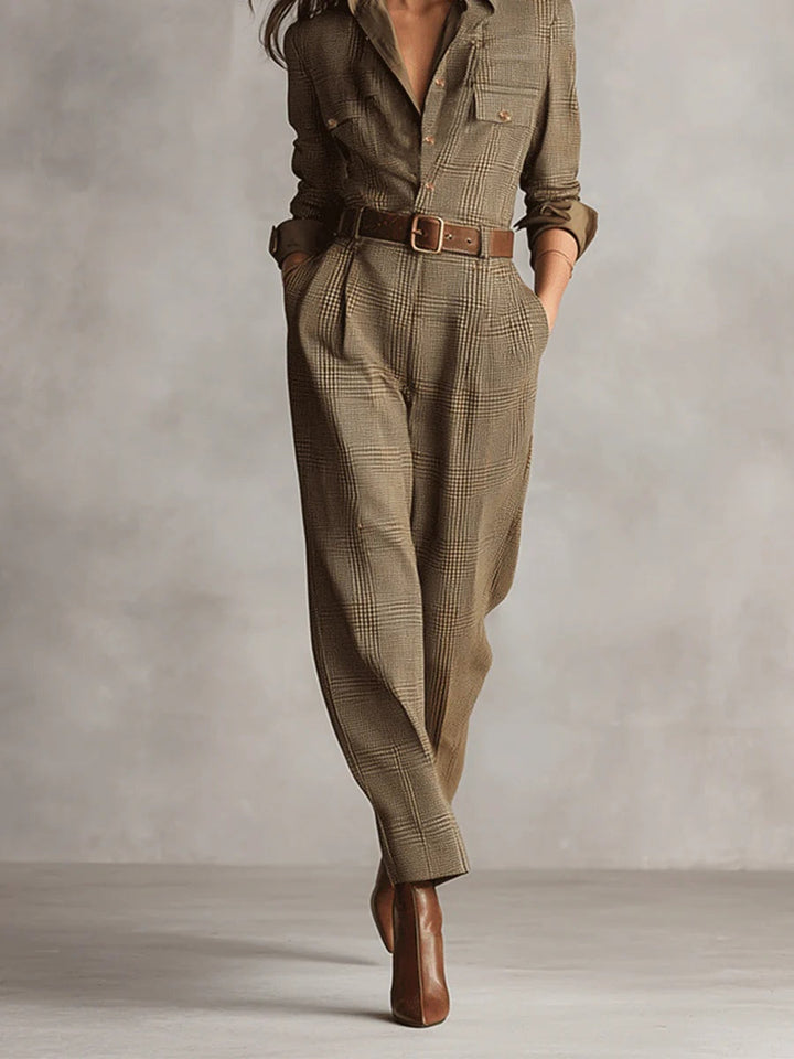 TRENORA™ | Refined Tweed Utility Jumpsuit