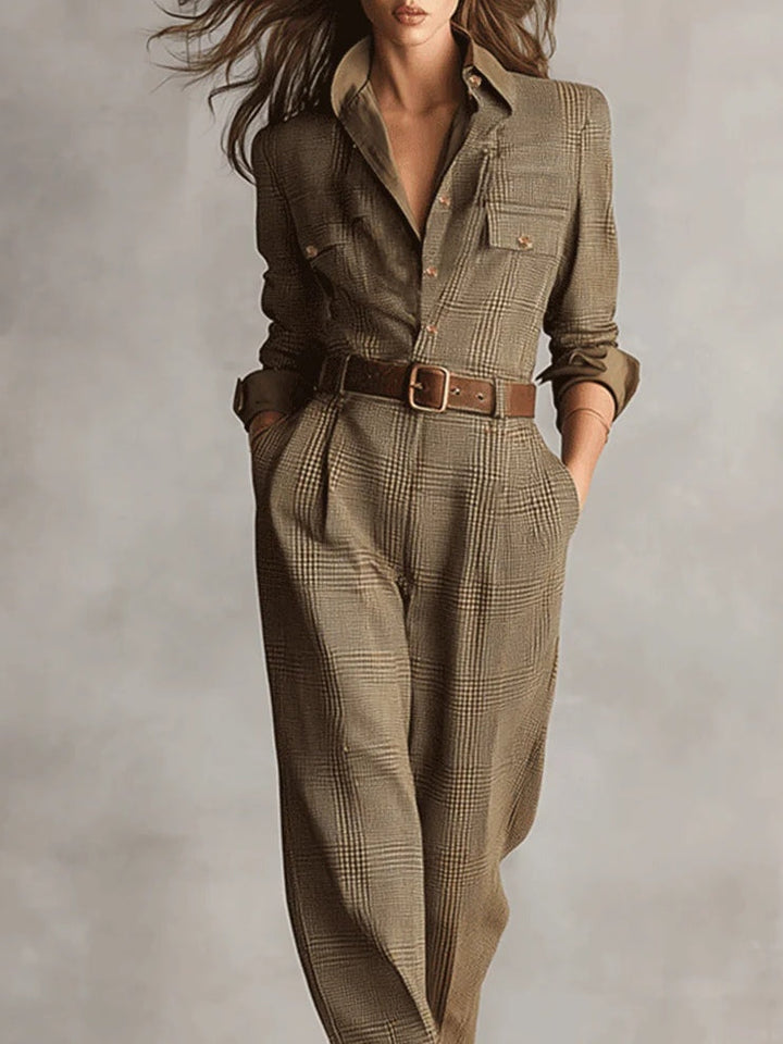 TRENORA™ | Refined Tweed Utility Jumpsuit