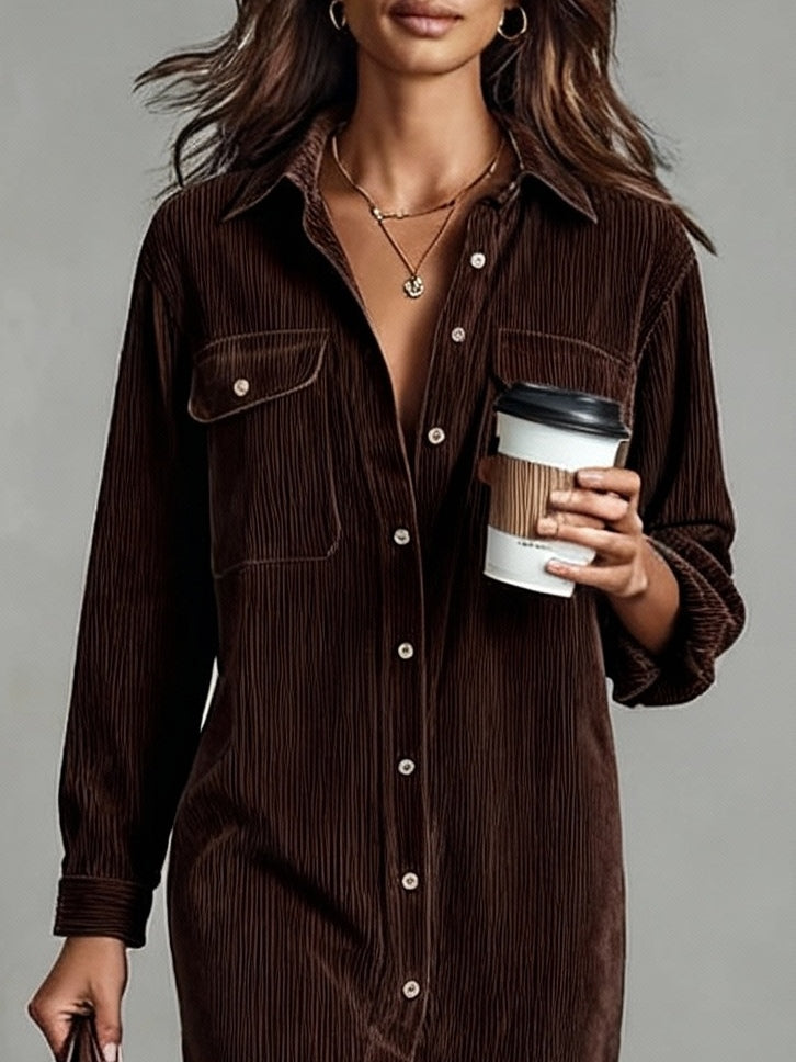 REVELYN™ | Soft-Touch Corduroy Midi Dress